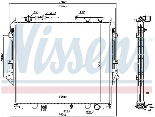 <strong>Радіатор TOYOTA FORTUNER (#N160) (15-) 2.4 TD NISSENS 606069 (фото 1)</strong>