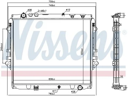 Радіатор TOYOTA FORTUNER (#N160) (15-) 2.4 TD для Toyota NISSENS 606069 фото товару