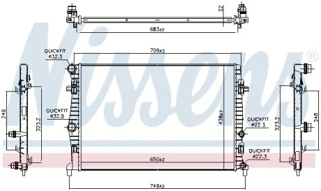 Радіатор охолодження для Seat, Audi, Skoda, Volkswagen NISSENS 606218 фото товару