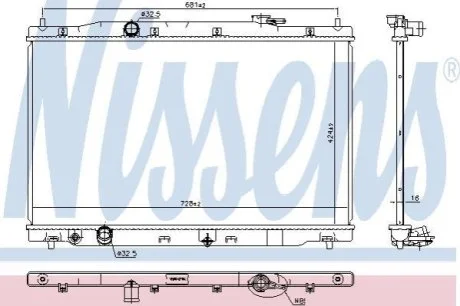 Радіатор HONDA CR-V (RM) (12-) 2.0 i 16V для Honda NISSENS 606444 фото товару