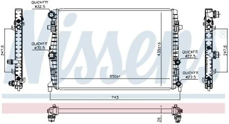 Радіатор охолодження для Seat, Volkswagen, Audi NISSENS 606723 фото товару