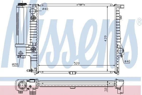 <strong>Радіатор BMW 5 E34(88-)520 i(+)[OE 1.468.469] NISSENS 60709A (фото 1)</strong>