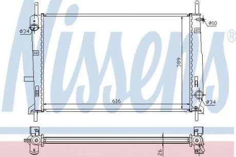 Радіатор FD COUGAR(98-)2.0 i 16V(+)[OE 1024051] для Ford NISSENS 62056A фото товару