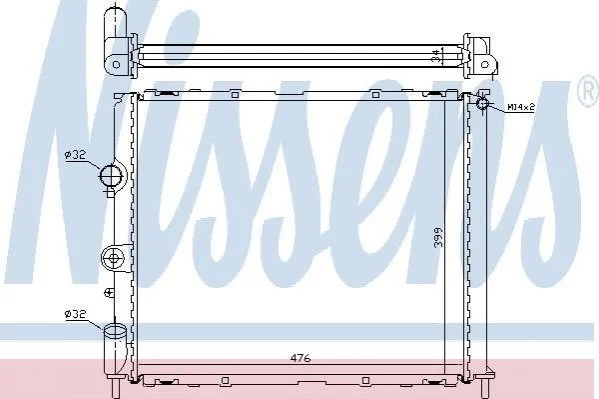 <strong>Радіатор RN CLIO II(98-)2.0 i 16V(+)[OE 77 00 836 303] NISSENS 63768 (фото 1)</strong>