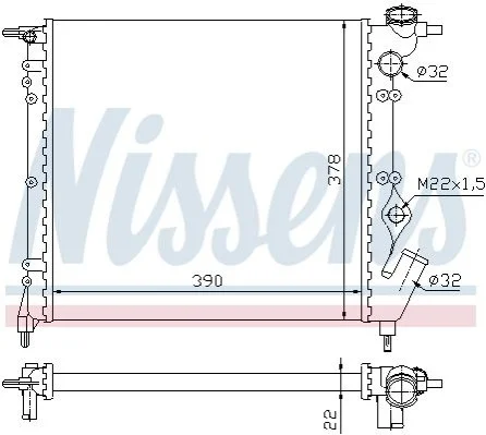 <strong>Радіатор RN CLIO I(90-)1.1(+)[OE 77 00 784 037] NISSENS 63929 (фото 1)</strong>