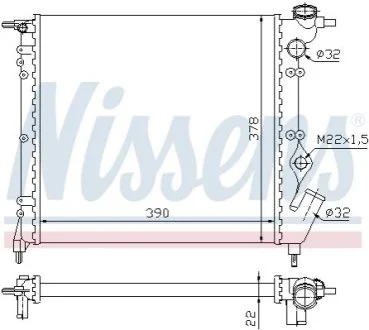 Радіатор RN CLIO I(90-)1.1(+)[OE 77 00 784 037] для Renault NISSENS 63929 фото товару