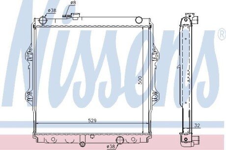 TOYOTA Радіатор охолодження двиг. HILUX VI 2.5 D-4D 01- NISSENS 64598A фото товара