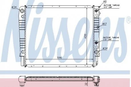 Радіатор VOLVO 940(90-)2.3 i TURBO(+)[OE 35 47 146] для NISSENS 65542A фото товару
