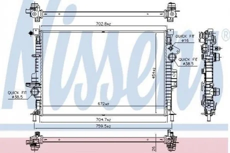Радіатор охолоджування для Ford NISSENS 66864 фото товару