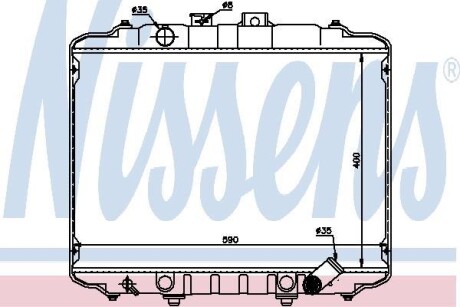 HYUNDAI Радіатор охолодження двиг. H 100 2,5 D 93- (400x598x32) NISSENS 67015 фото товару