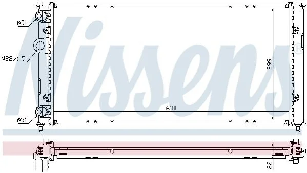 <strong>Радіатор SEAT CORDOBA(93-)2.0 i(+)[OE 6K0.121.253 AC] NISSENS 673001 (фото 1)</strong>