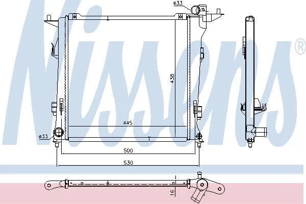 <strong>HYUNDAI Радіатор системи охолодження двигуна (механіка) i30 2.0 CRDi 07-, KIA NISSENS 675032 (фото 1)</strong>