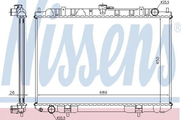<strong>Радіатор NS X-TRAIL T30(01-)2.2 D(+)[OE 21410-8H800] NISSENS 68703A (фото 1)</strong>