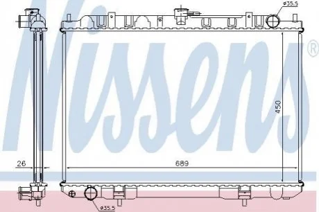 Радіатор NS X-TRAIL T30(01-)2.2 D(+)[OE 21410-8H800] для Nissan NISSENS 68703A фото товару
