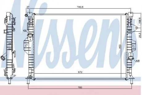 Радіатор охолоджування для NISSENS 69253 фото товару