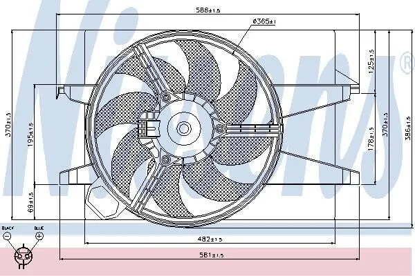 <strong>FORD Вентилятор радіатора (з дифузором) FUSION 1.4, 1.6 02-, MAZDA NISSENS 85029 (фото 1)</strong>