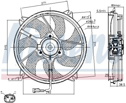 CITROEN Вентилятор радіатора C5 I, C8, Jumpy, Fiat Scudo, Peugeot 807, Expert 1.8/2.0/2.0HDI 01- NISSENS 85606 фото товара