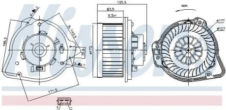 Вент.пічки VOLVO C70(98-)2.0 T(+)[OE 30755485] для NISSENS 87020 фото товару