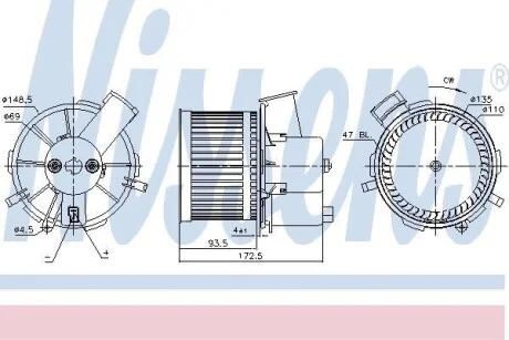 Вентилятор салону для Fiat, Ford NISSENS 87405 фото товару