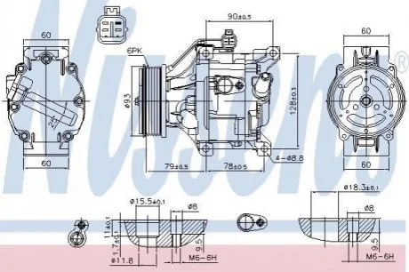 Компресор кондиціонера для Fiat, Toyota, Lancia, Ford NISSENS 890036 фото товару