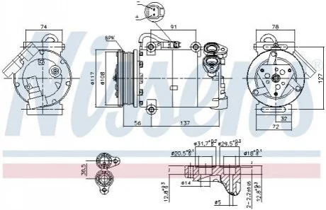 Компресор кондиціонера для Ford, Land Rover NISSENS 890040 фото товару