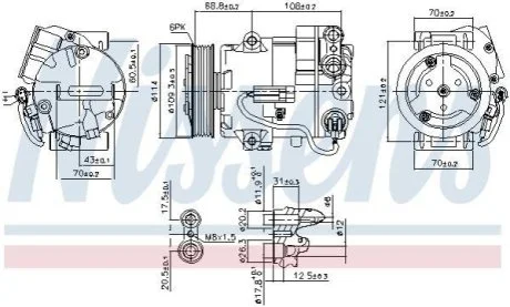 Компресор кондиціонера для Peugeot, Citroen, Opel NISSENS 890058 фото товару