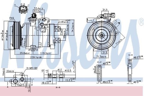 CHRYSLER Компрессор кондиціонера 300C 2.7 04-, DODGE NISSENS 890162 фото товару