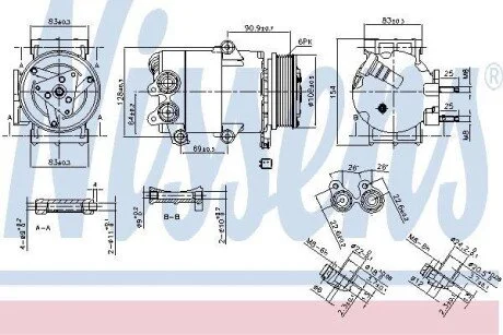 Компресор кондиціонера для Ford NISSENS 890216 фото товару
