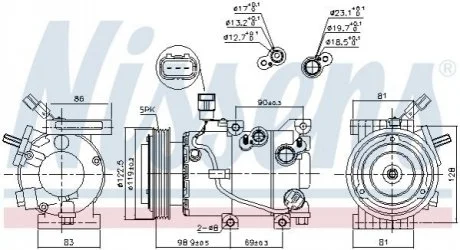 Компресор кондиціонера First Fit для Hyundai, KIA NISSENS 890229 фото товару