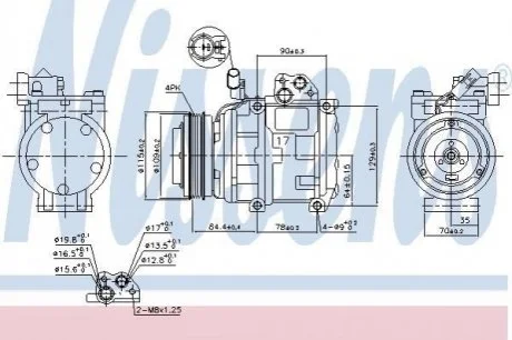Компресор кондиціонера для KIA NISSENS 890282 фото товару