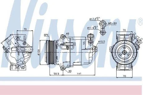 Компресор кондиціонера для Opel, Vauxhall NISSENS 89041 фото товару