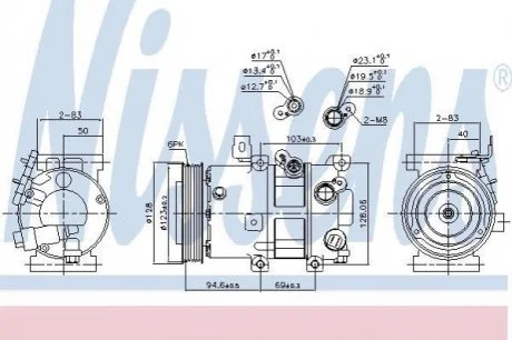Компресор кондиціонера First Fit для KIA NISSENS 890430 фото товару
