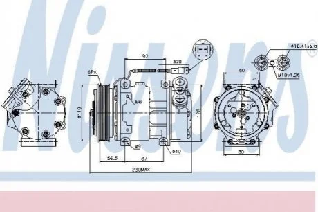 Компресор PT 206(98-)2.0 i 16V(+)[OE 6453CL] для NISSENS 89047 фото товару