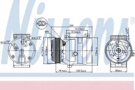 Компресор кондиціонера для Renault, Nissan, Opel, Vauxhall NISSENS 89063 фото товару