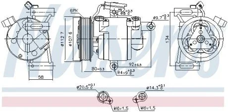 Компресор кондиціонера для Peugeot, Toyota, Citroen NISSENS 890649 фото товару