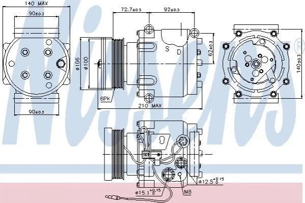 <strong>Компресор SAAB 9-3(98-)2.0 i 16V(+)[OE 4635892] NISSENS 89066 (фото 1)</strong>