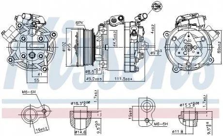 Компресор кондиціонера для Mitsubishi, Citroen, Peugeot NISSENS 890666 фото товару
