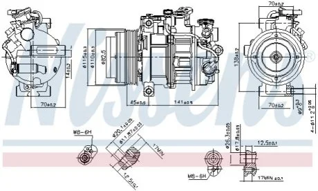 Компресор кондиціонера для Mercedes NISSENS 890717 фото товара
