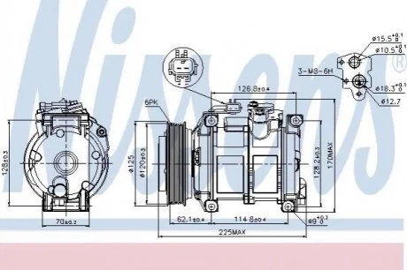 Компресор кондиціонера для Chrysler NISSENS 89074 фото товару