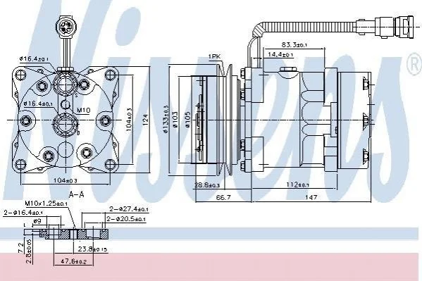 <strong>Компрессор кондиционера DAF 95 XF NISSENS 89078 (фото 1)</strong>