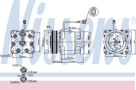 VW Компресор кондиціонера CALIFORNIA T4, LT 28-35 II, TRANSPORTER T4 NISSENS 89083 фото товару