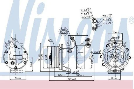Компресор кондиціонера для NISSENS 89095 фото товару