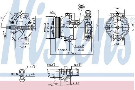 Компресор кондиціонера для Opel, Vauxhall NISSENS 89096 фото товару