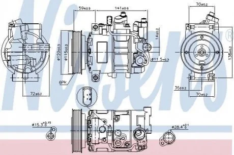 Компресор AI A 6/S 6(04-)2.4 i V6(+)[OE 4F0260805K] для Audi NISSENS 89111 фото товару