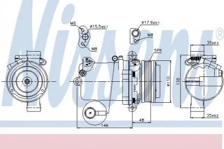 Компресор BMW 3 E46(98-)316 i(+)[OE 64528386650] для BMW NISSENS 89133 фото товару
