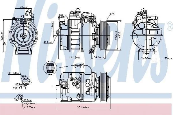 <strong>Компресор SAAB 9-5(97-)1.9 TiD(+)[OE 4541207] NISSENS 89208 (фото 1)</strong>