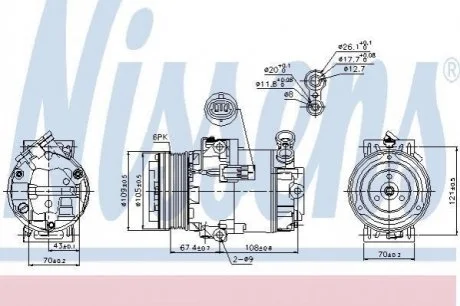 Компресор кондиціонера для Opel, Vauxhall NISSENS 89222 фото товару