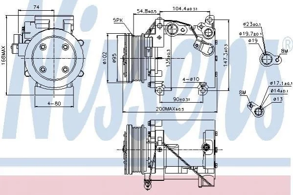 <strong>Компресор MT GALANT(96-)2.0 i 16V(+)[OE MR360561] NISSENS 89227 (фото 1)</strong>