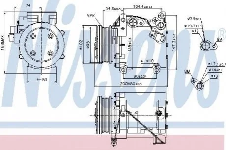 Компресор MT GALANT(96-)2.0 i 16V(+)[OE MR360561] для NISSENS 89227 фото товару