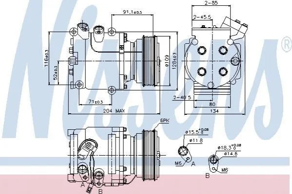 <strong>Компресор HD ACCORD(96-)2.2 i 16V(+)[OE 38800-PLC-006] NISSENS 89233 (фото 1)</strong>